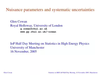 Nuisance parameters and systematic uncertainties