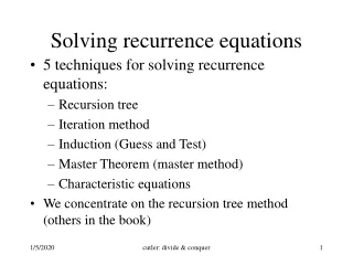 Solving recurrence equations