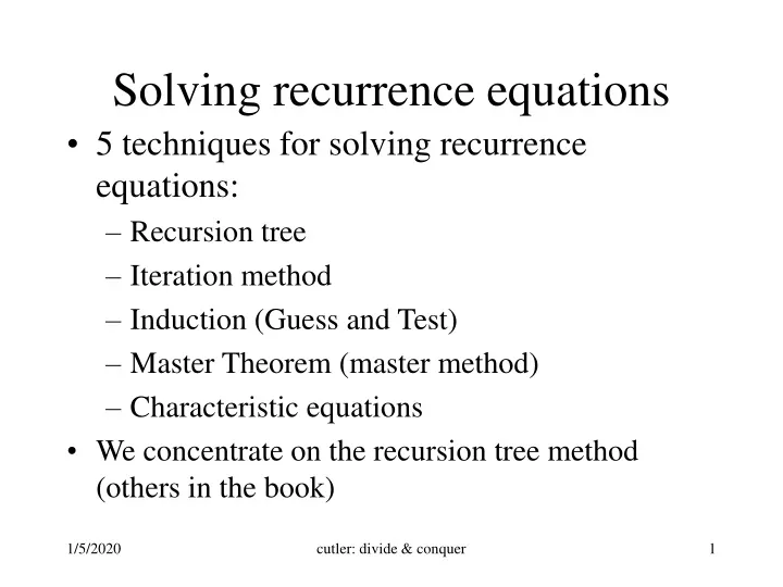 solving recurrence equations