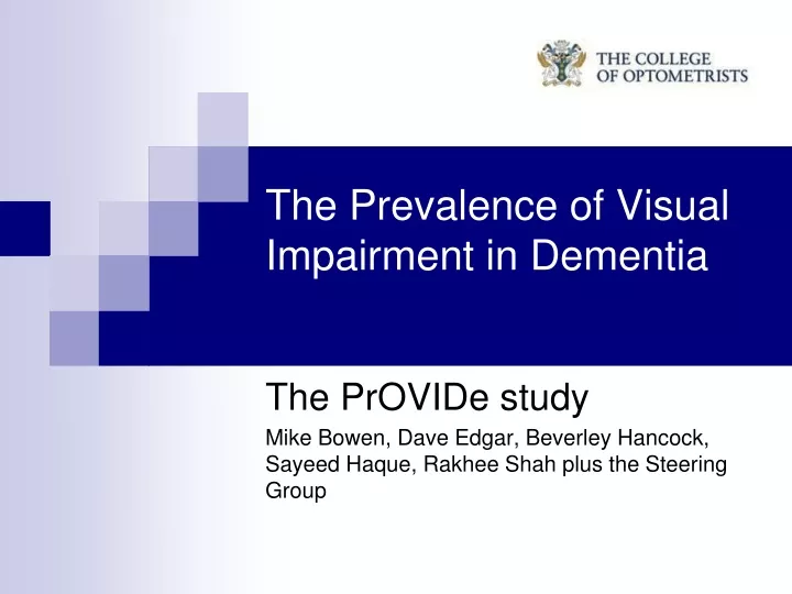 the prevalence of visual impairment in dementia