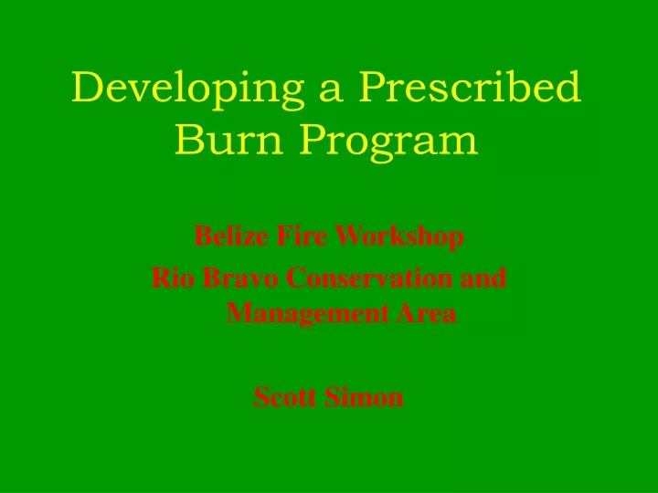 developing a prescribed burn program