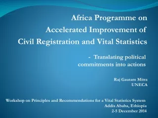 Africa Programme on  Accelerated Improvement of   Civil Registration and Vital Statistics