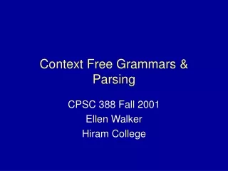 Context Free Grammars &amp; Parsing