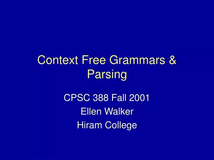 context free grammars parsing