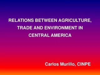 R ELATIONS BETWEEN AGRICULTURE, TRADE AND ENVIRONMENT IN  CENTRAL AMERICA