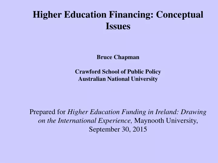 higher education financing conceptual issues