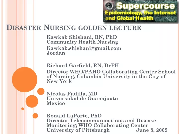 disaster nursing golden lecture