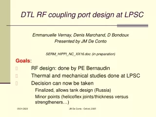 DTL RF coupling port design at LPSC