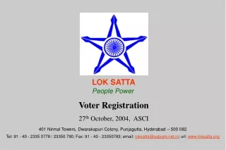 Voter Registration 27 th  October, 2004,  ASCI