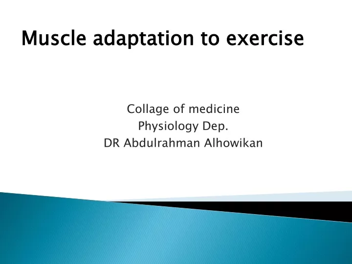 muscle adaptation to exercise