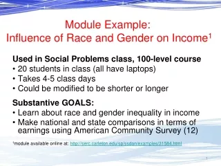 Module Example:  Influence of Race and Gender on Income 1