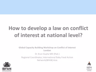 How to develop a law on conflict of interest at national level?