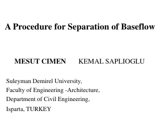 A Procedure for Separation of Baseflow