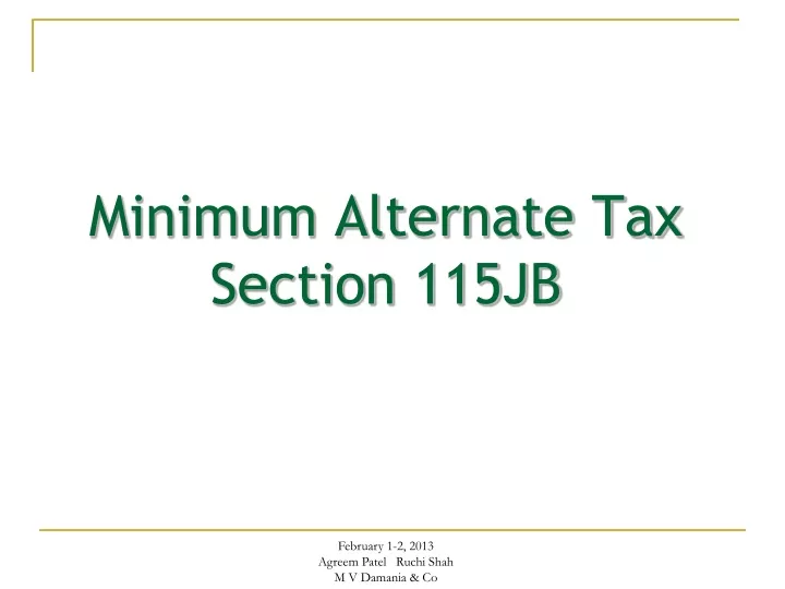 minimum alternate tax section 115jb