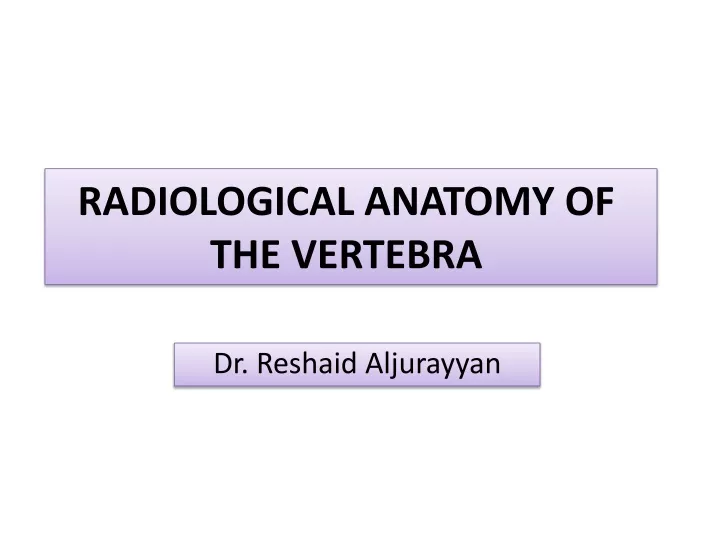 radiological anatomy of the vertebra