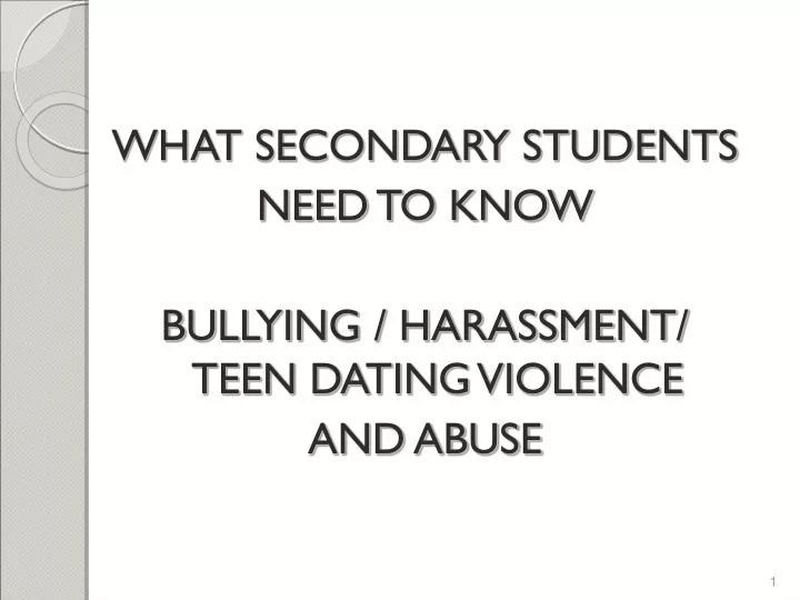 what secondary students need to know bullying