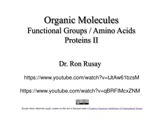 Organic Molecules Functional Groups / Amino Acids Proteins II