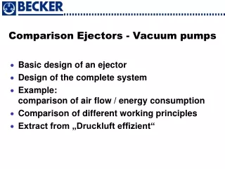 Comparison Ejectors - Vacuum pumps
