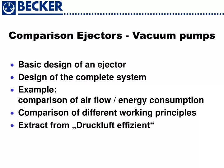comparison ejectors vacuum pumps