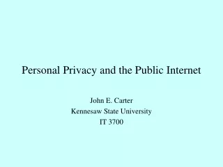 Personal Privacy and the Public Internet