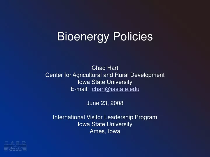 bioenergy policies