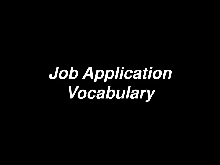 job application vocabulary