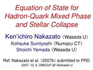 Equation of State for  Hadron-Quark Mixed Phase and Stellar Collapse