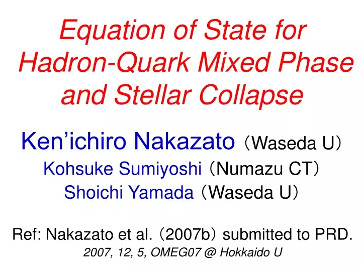 equation of state for hadron quark mixed phase and stellar collapse