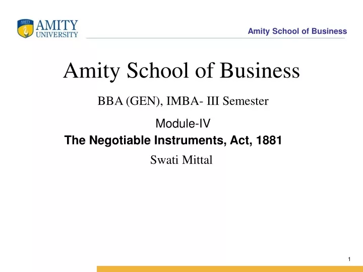 amity school of business bba gen imba iii semester module iv swati mittal