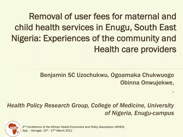 removal of user fees for maternal and child