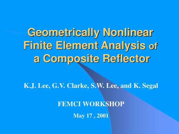 geometrically nonlinear finite element analysis of a composite reflector