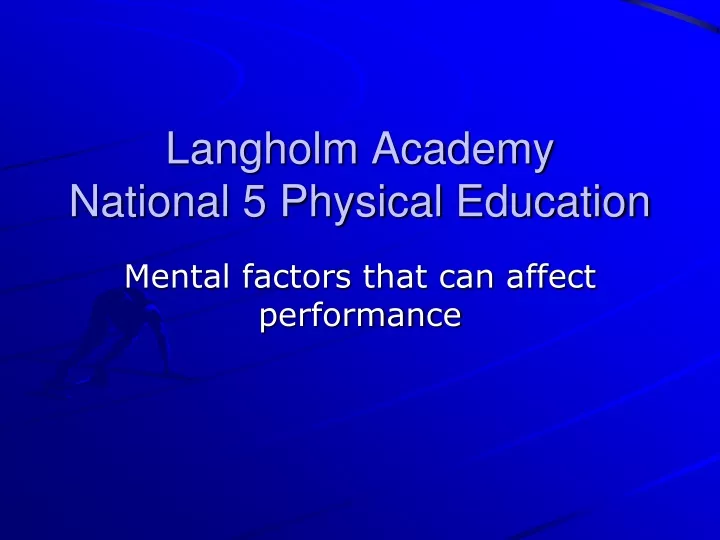 langholm academy national 5 physical education
