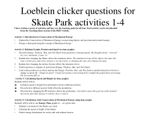 Loeblein clicker questions for Skate Park activities 1-4
