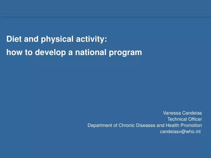 diet and physical activity how to develop