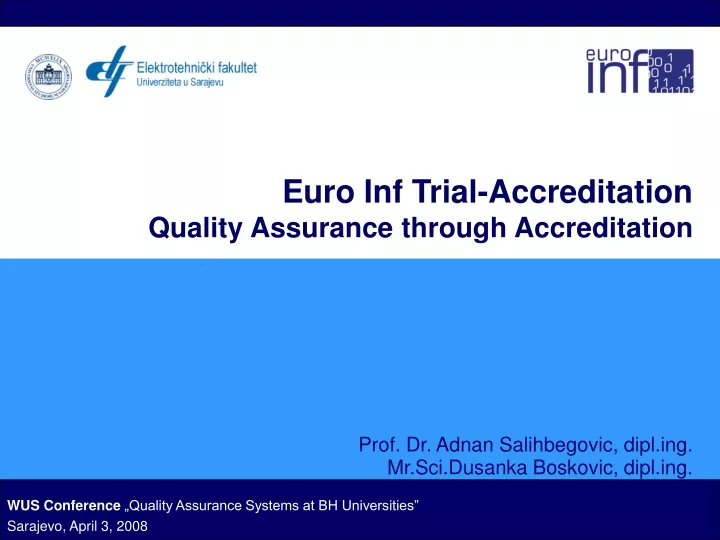 euro inf trial accreditation quality assurance through accreditation