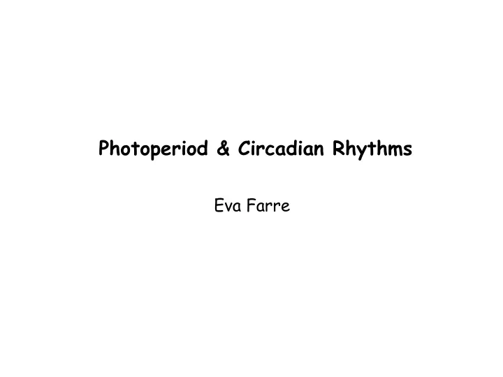 photoperiod circadian rhythms