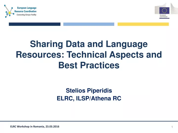 sharing data and language resources technical aspects and best practices