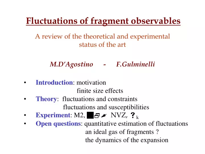 fluctuations of fragment observables