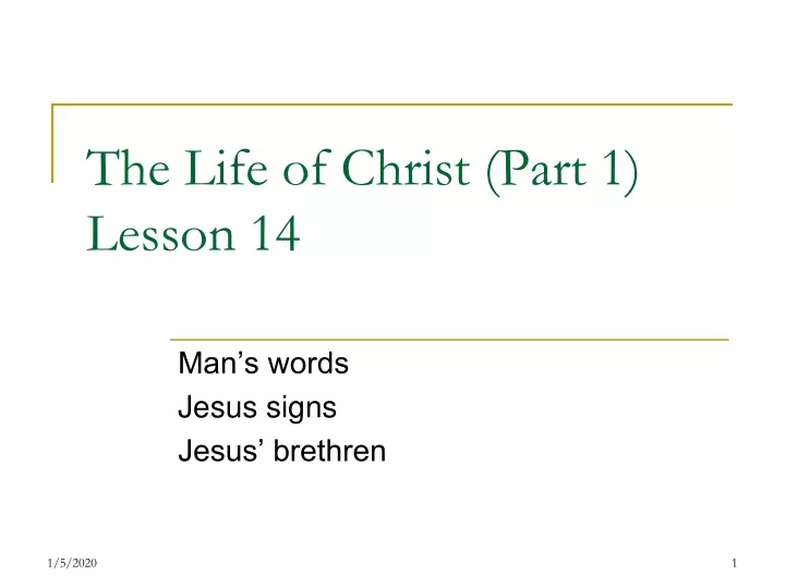 the life of christ part 1 lesson 14
