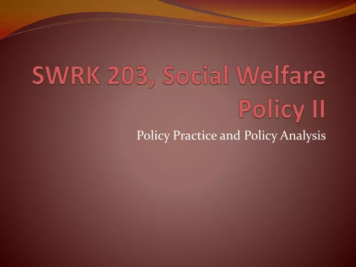 swrk 203 social welfare policy ii