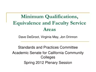 Minimum Qualifications, Equivalence and Faculty Service Areas