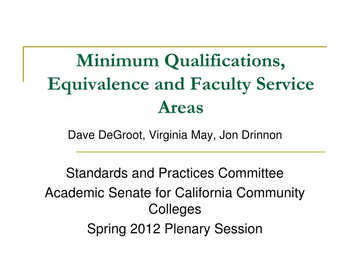 minimum qualifications equivalence and faculty service areas