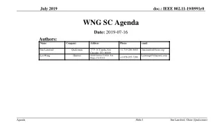 WNG SC Agenda