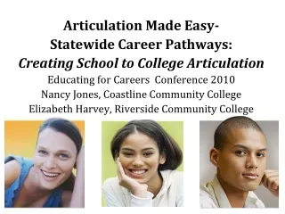 Articulation Made Easy- Statewide Career Pathways:  Creating School to College Articulation