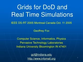 Grids for DoD and Real Time Simulations