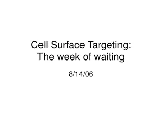 Cell Surface Targeting:  The week of waiting
