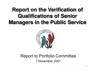Report on the Verification of Qualifications of Senior Managers in the Public Service