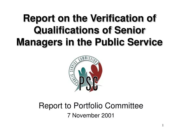 report on the verification of qualifications of senior managers in the public service