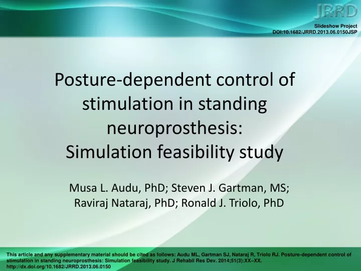 posture dependent control of stimulation in standing neuroprosthesis simulation feasibility study
