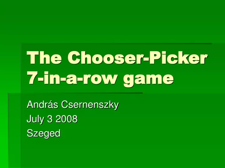 the chooser picker 7 in a row game